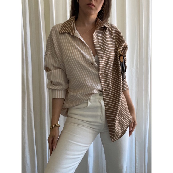 SHIRT button-down striped shirt — In Beige/Brown - Picture 5 of 8